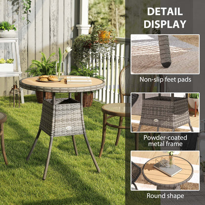 Outdoor PE Rattan Dining Table w/ Wood-plastic Composite Top, Natural