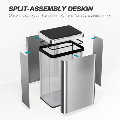 Kitchen Bin with Fast Motion Sensor, 40L Stainless Steel Sensor Bin