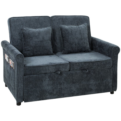 2 Seater Sofa Bed, 3-in-1 Convertible Pull Out Sofa Bed, Dark Blue