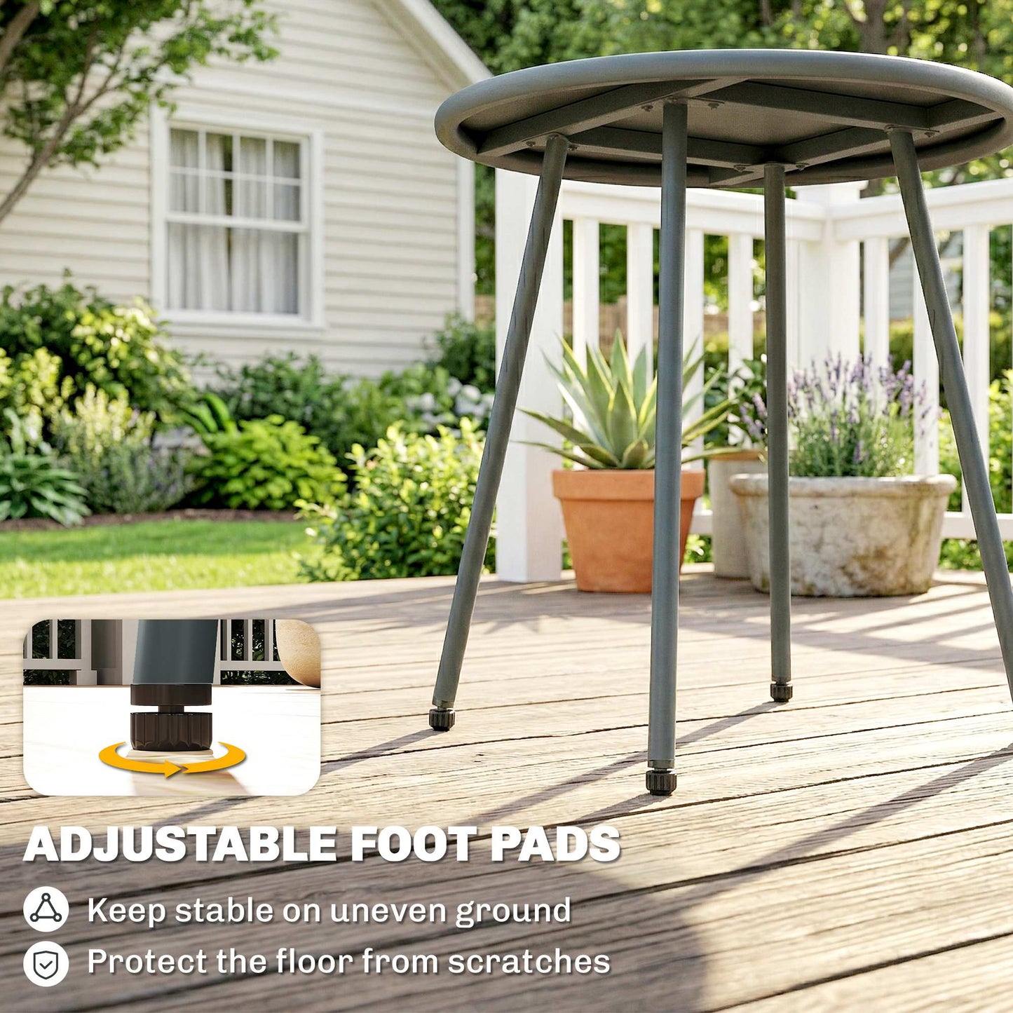 Rattan Bistro Set with 2 Chairs & Round Table for Patio, Dark Grey