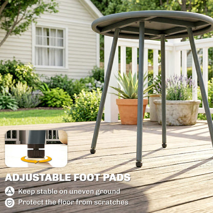 Rattan Bistro Set with 2 Chairs & Round Table for Patio, Dark Grey