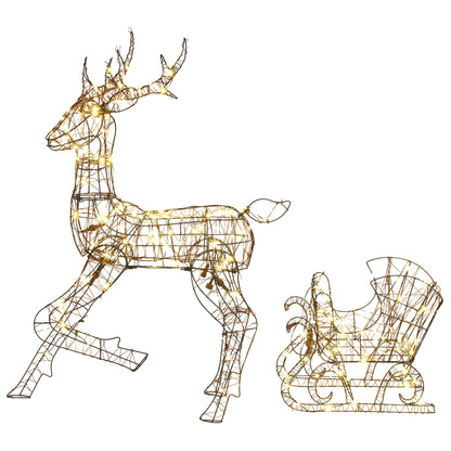 Lighted Reindeer and Sleigh Set, Outdoor Christmas Decoration