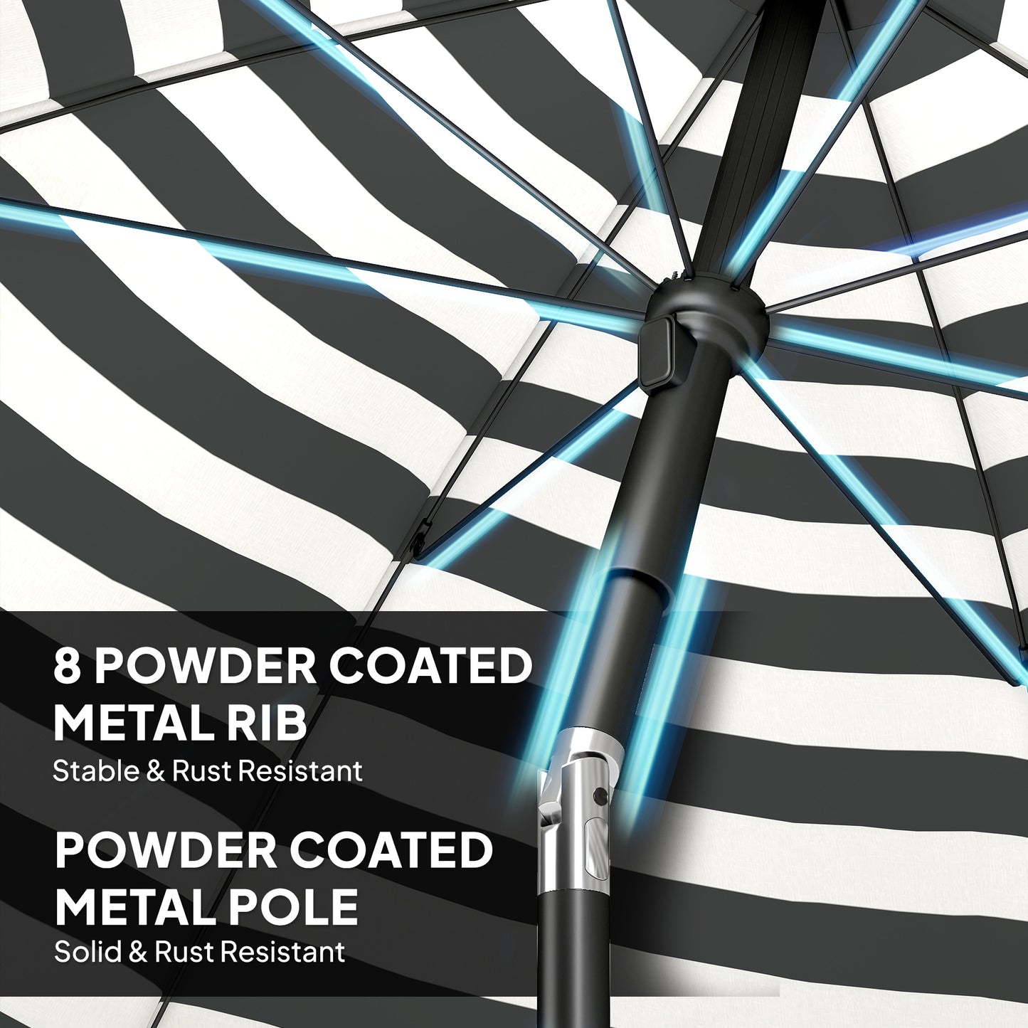 1.8 m Beach Umbrella Parasol with Sand Anchor, Tilt, Grey/White