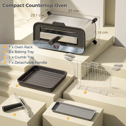 3-in-1 Electric Mini Oven, Long Slot Toaster and Tabletop Grill