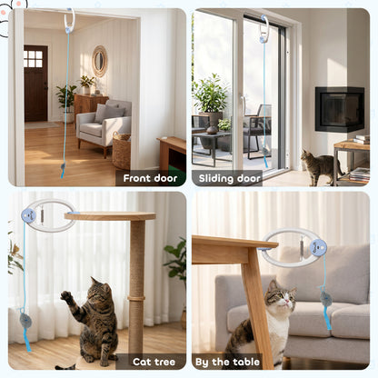 Interactive Cat Toys for Indoor Kittens & Adult, Smart Touch Automatic Cat Toy, USB Rechargeable Door Hanging Bouncing Mouse Teaser for Kitten Exercise and Enrichment