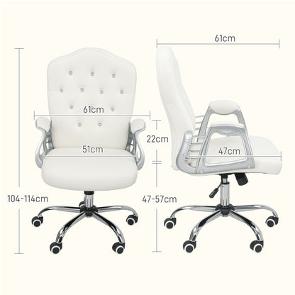 Home Office Chair with Adjustable Height Tilt Function Cream White