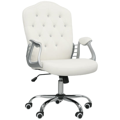 Home Office Chair with Adjustable Height Tilt Function Cream White