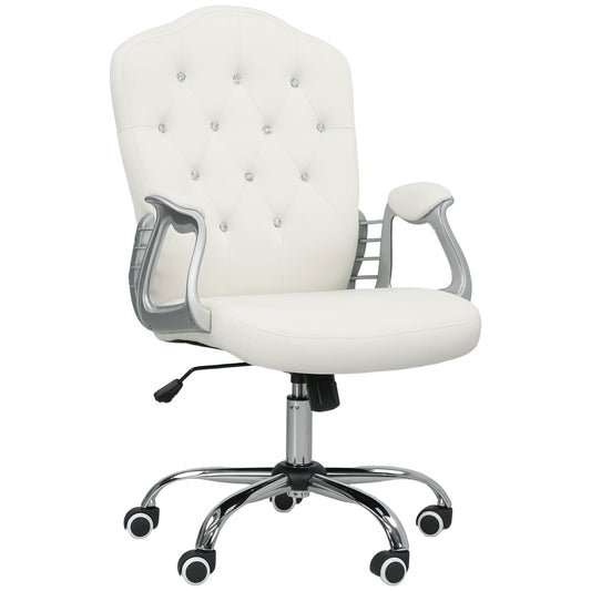 Home Office Chair with Adjustable Height Tilt Function Cream White
