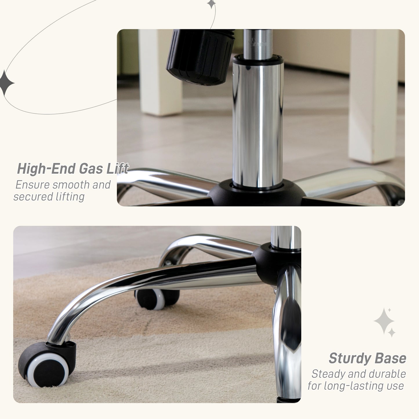 Home Office Chair with Adjustable Height Tilt Function Cream White