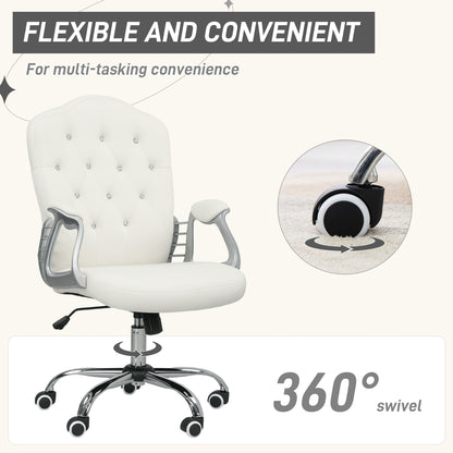 Home Office Chair with Adjustable Height Tilt Function Cream White