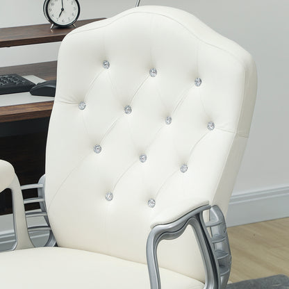 Home Office Chair with Adjustable Height Tilt Function Cream White