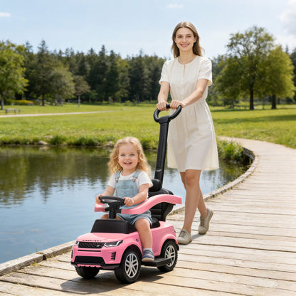 Land Rover Licensed Baby Push Car, 2-in-1 Ride on Car, Pink