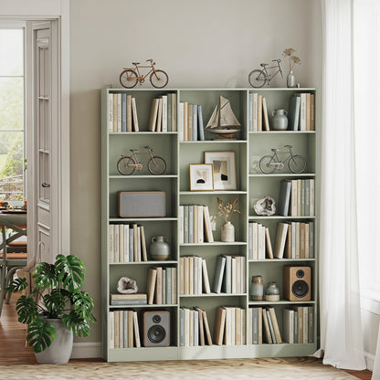 Bookcase Freestanding Open Storage Shelf with 17 Compartments