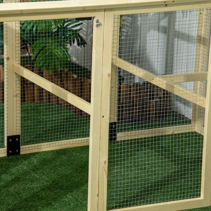 Chicken Run, Wooden Chicken Coop w/ Combinable Design-Natural Wood Finish