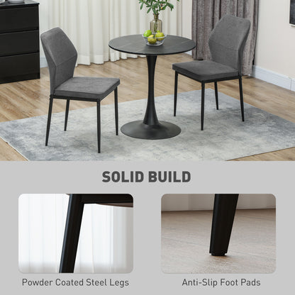 Set of 2 Dining Chairs with Curved Back Padded Seat for Kitchen Grey