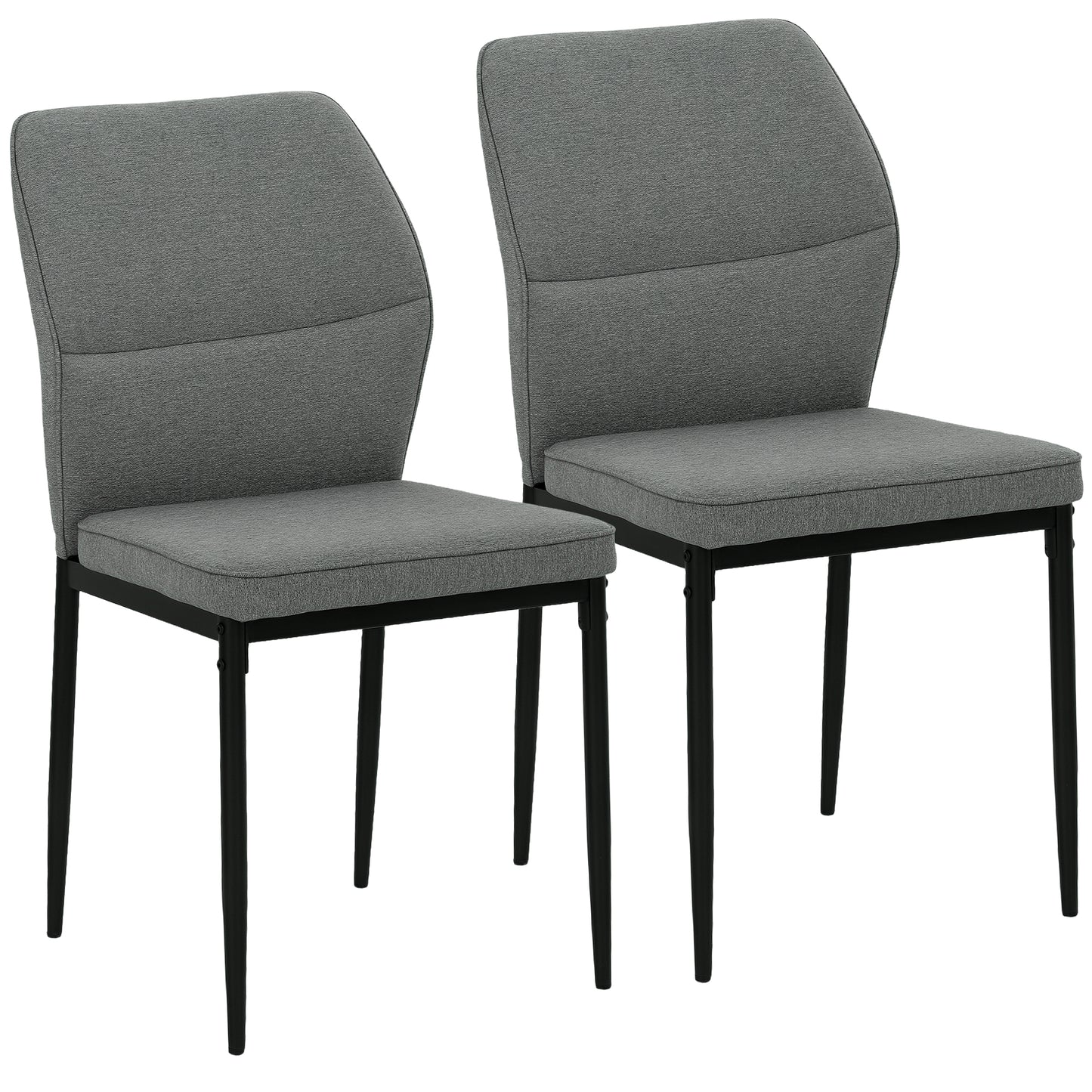 Set of 2 Dining Chairs with Curved Back Padded Seat for Kitchen Grey