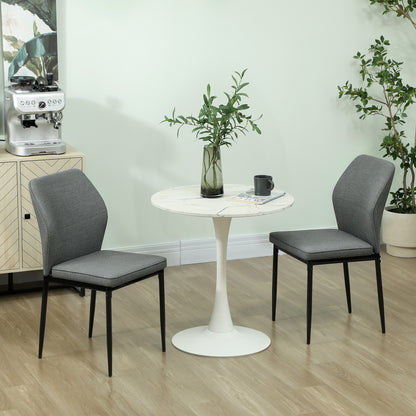 Set of 2 Dining Chairs with Curved Back Padded Seat for Kitchen Grey