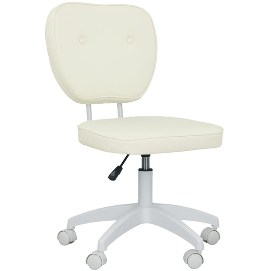 Vanity Task Chair with Adjustable Height, Armless, Cream