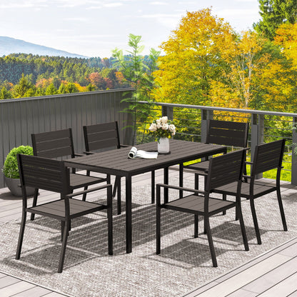 7 Piece Garden Furniture Set with Table and 6 Stackable Chairs