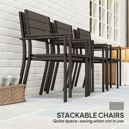 7 Piece Garden Furniture Set with Table and 6 Stackable Chairs
