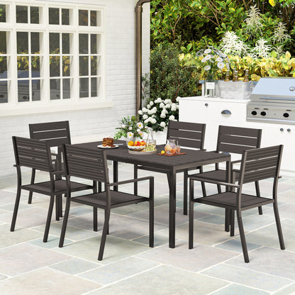 7 Piece Garden Furniture Set with Table and 6 Stackable Chairs