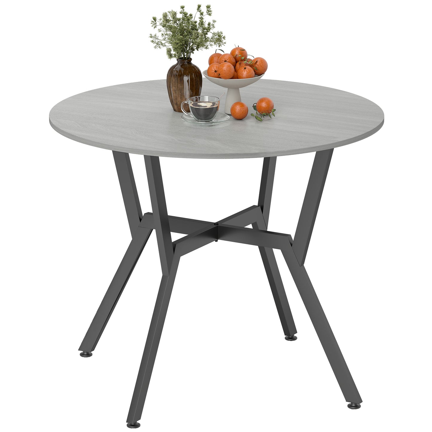 Small Kitchen Table with Black Steel Legs, Dining Table, Grey