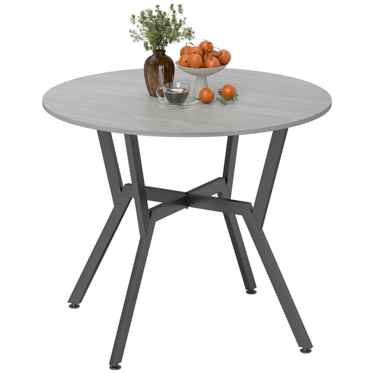 Small Kitchen Table with Black Steel Legs, Dining Table, Grey
