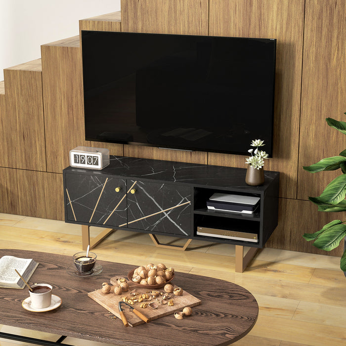 TV Unit for Living Room, TV Stand, Black Marble