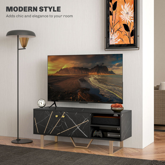 TV Unit for Living Room, TV Stand, Black Marble