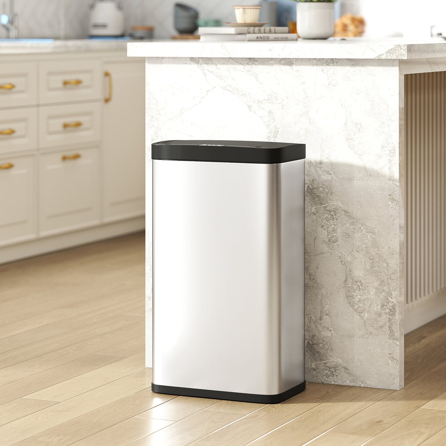 45L Sensor Bin, Stainless Steel Kitchen Bin with Automatic Close