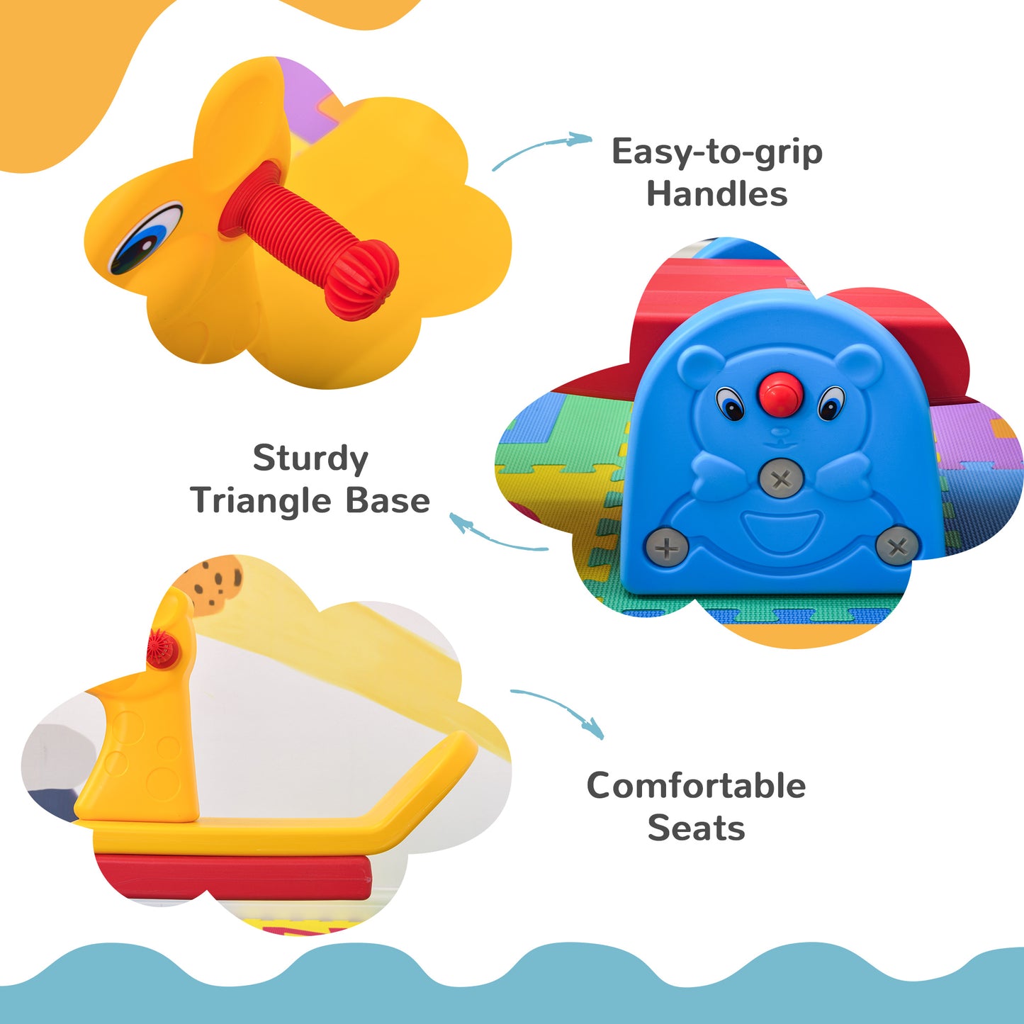 Kids Seesaw Safe Teeter Totter 2 Seats with Easy-Grip Handles Multicolor