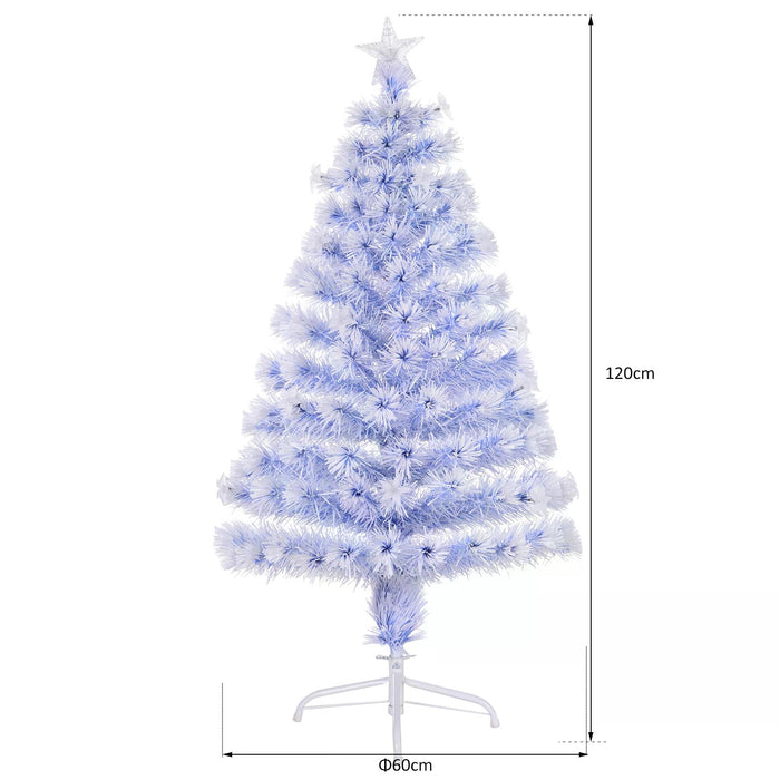 Artificial Fibre Optic Christmas Tree w/ 26 LED Lights Pre-Lit White Blue 4FT