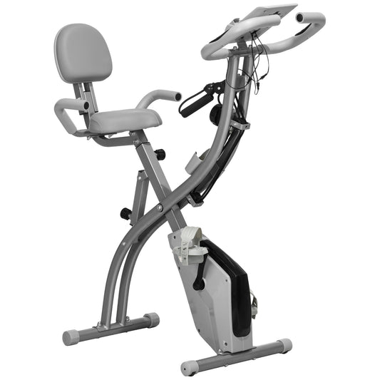 2-In-1 Folding Exercise Bike with 8-Level Magnetic Resistance Grey