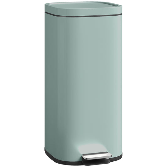 30L Kitchen Bin, Pedal Bin with Lid, Removable Inner Bucket, Green