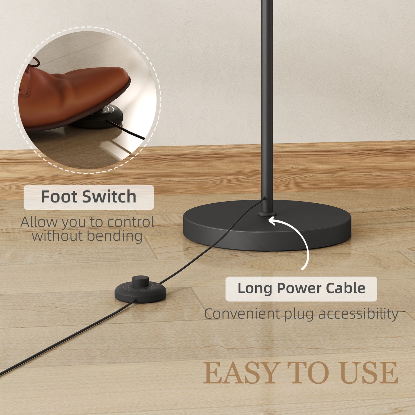 LED Floor Lamp with Dimmable Colours Temperature & Brightness, Black