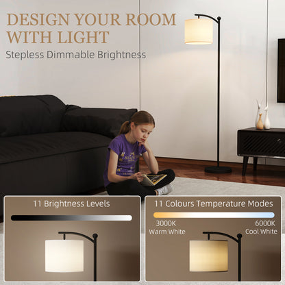 LED Floor Lamp with Dimmable Colours Temperature & Brightness, Black