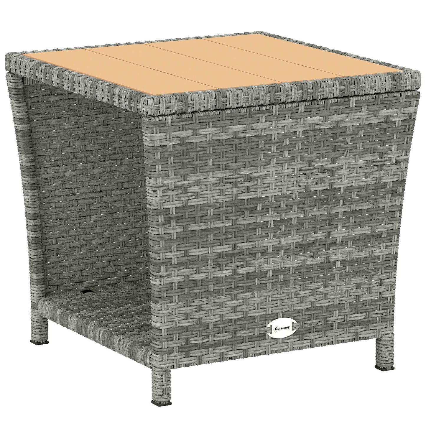Side Table 2-Tier with Storage Shelf/Light Grey