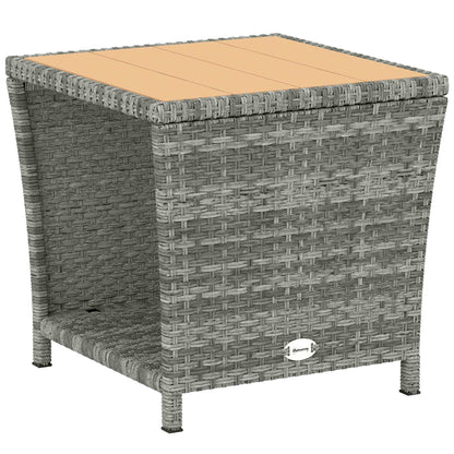 Side Table 2-Tier with Storage Shelf/Light Grey
