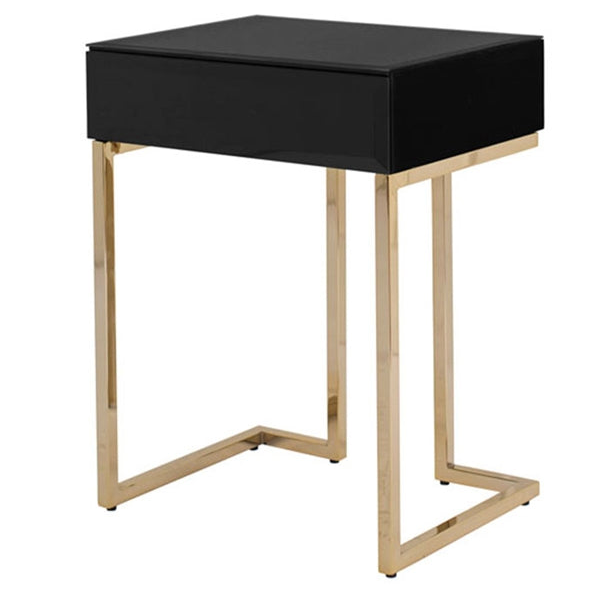 Lorenzo Black Glass Side Table