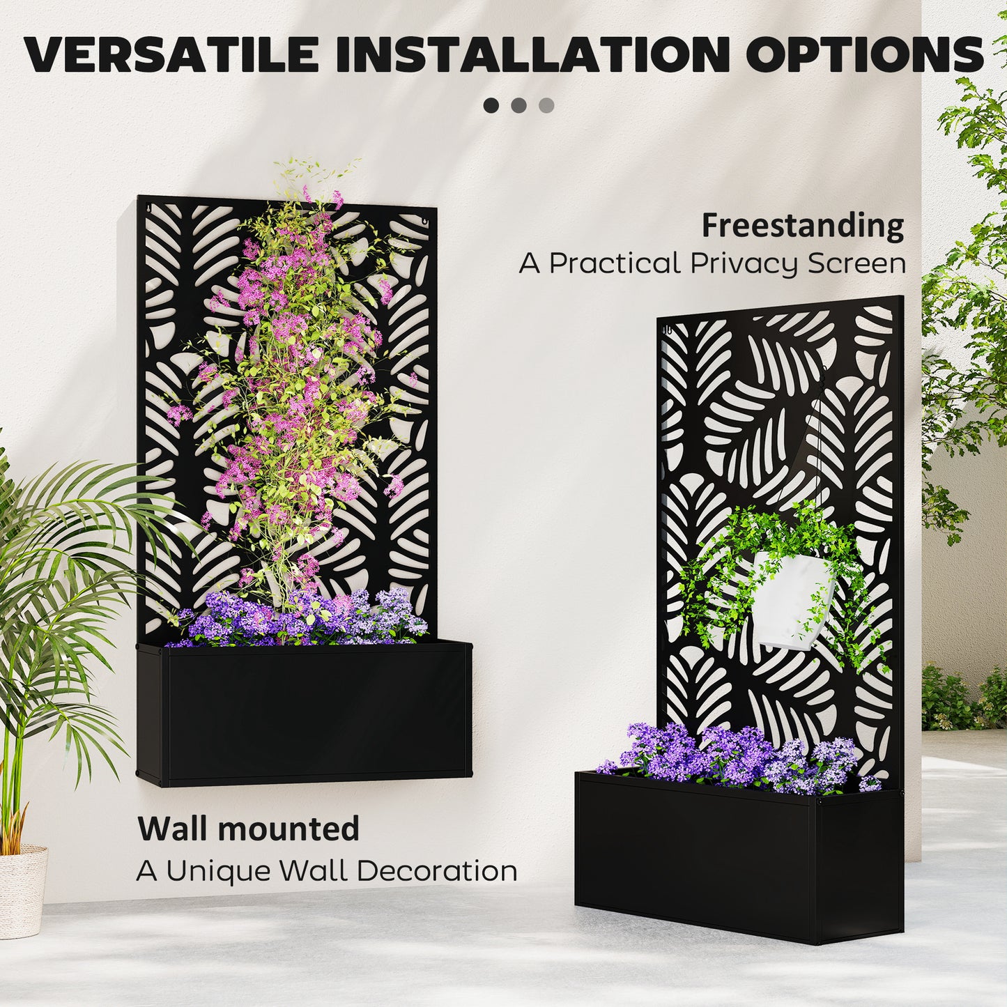 Metal Raised Garden Bed with Trellis, Outdoor Elevated Planter Box