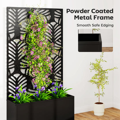 Metal Raised Garden Bed with Trellis, Outdoor Elevated Planter Box