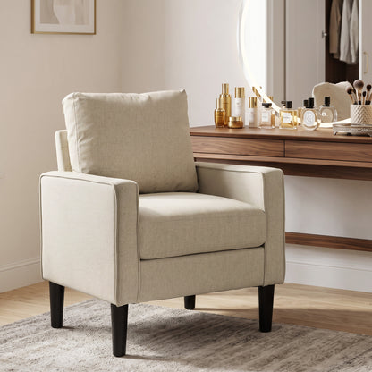 Removable Pillow Linen Accent Chair, Cream