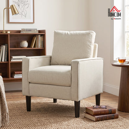 Removable Pillow Linen Accent Chair, Cream
