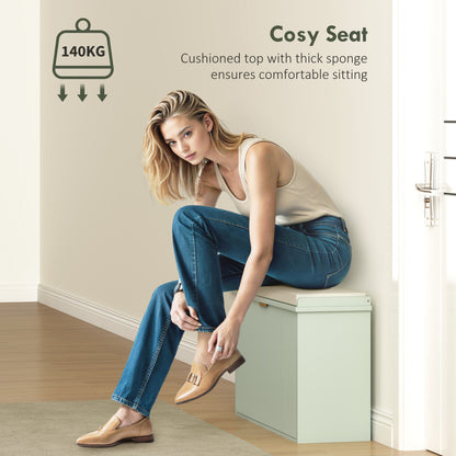 Shoe Storage Bench with Cushion and Flip-Drawer 80x26x47.5cm Green