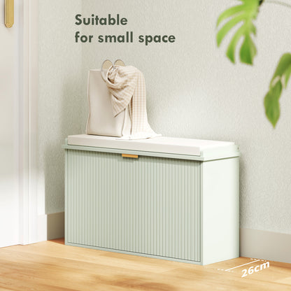 Shoe Storage Bench with Cushion and Flip-Drawer 80x26x47.5cm Green