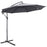 3(m) Garden Banana Parasol Cantilever Umbrella with Crank Handle and Cross Base, 8 Ribs for Outdoor, Hanging Sun Shade, Grey