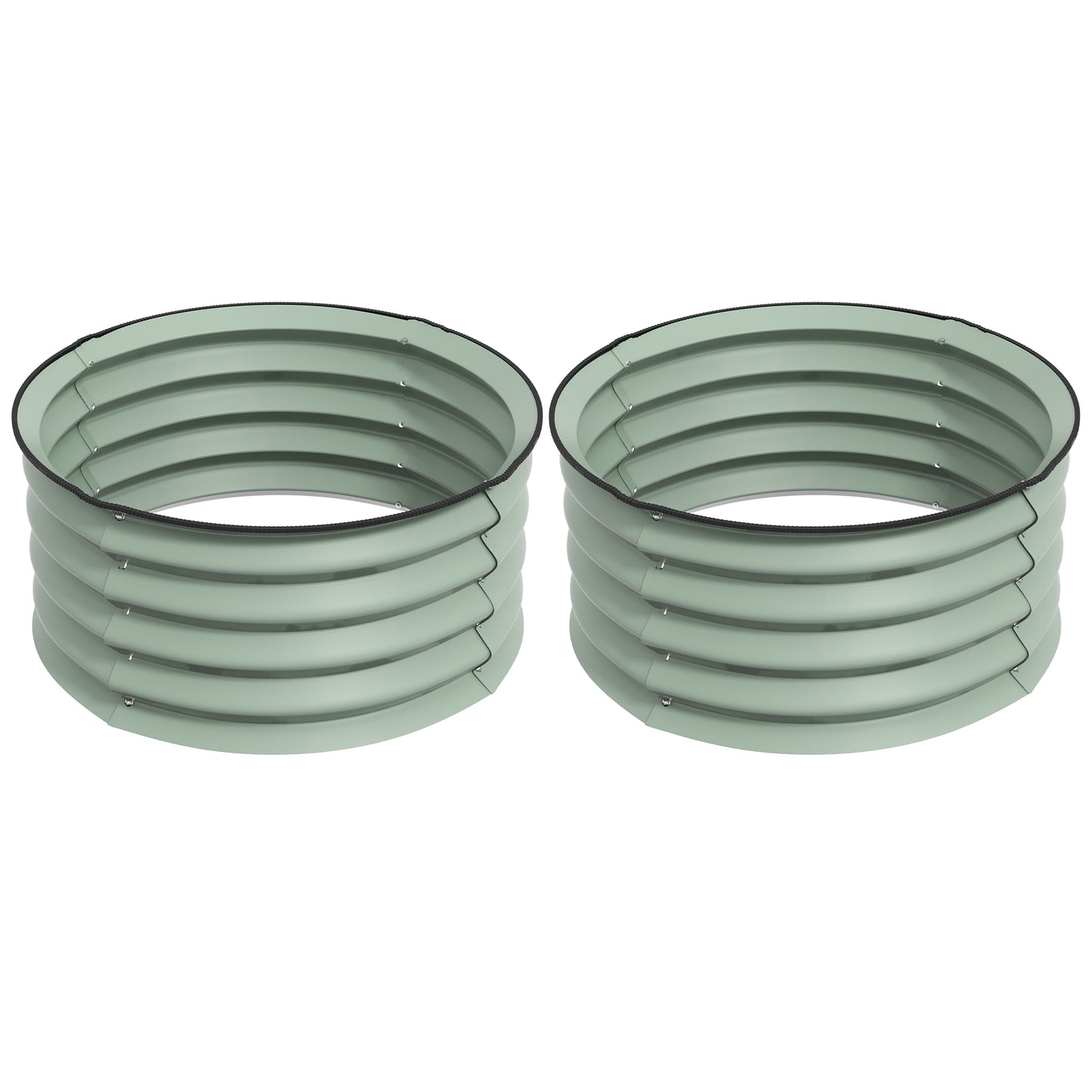 Set of 2 Raised Garden Bed, Metal Planter Box with Safety Edging, Easy-to-assemble Stock Tank, Green