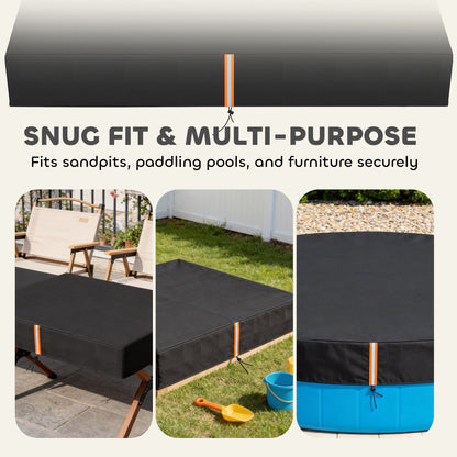 Sandbox Cover, Square Sandpit Cover with Drawstring & Elastic Band
