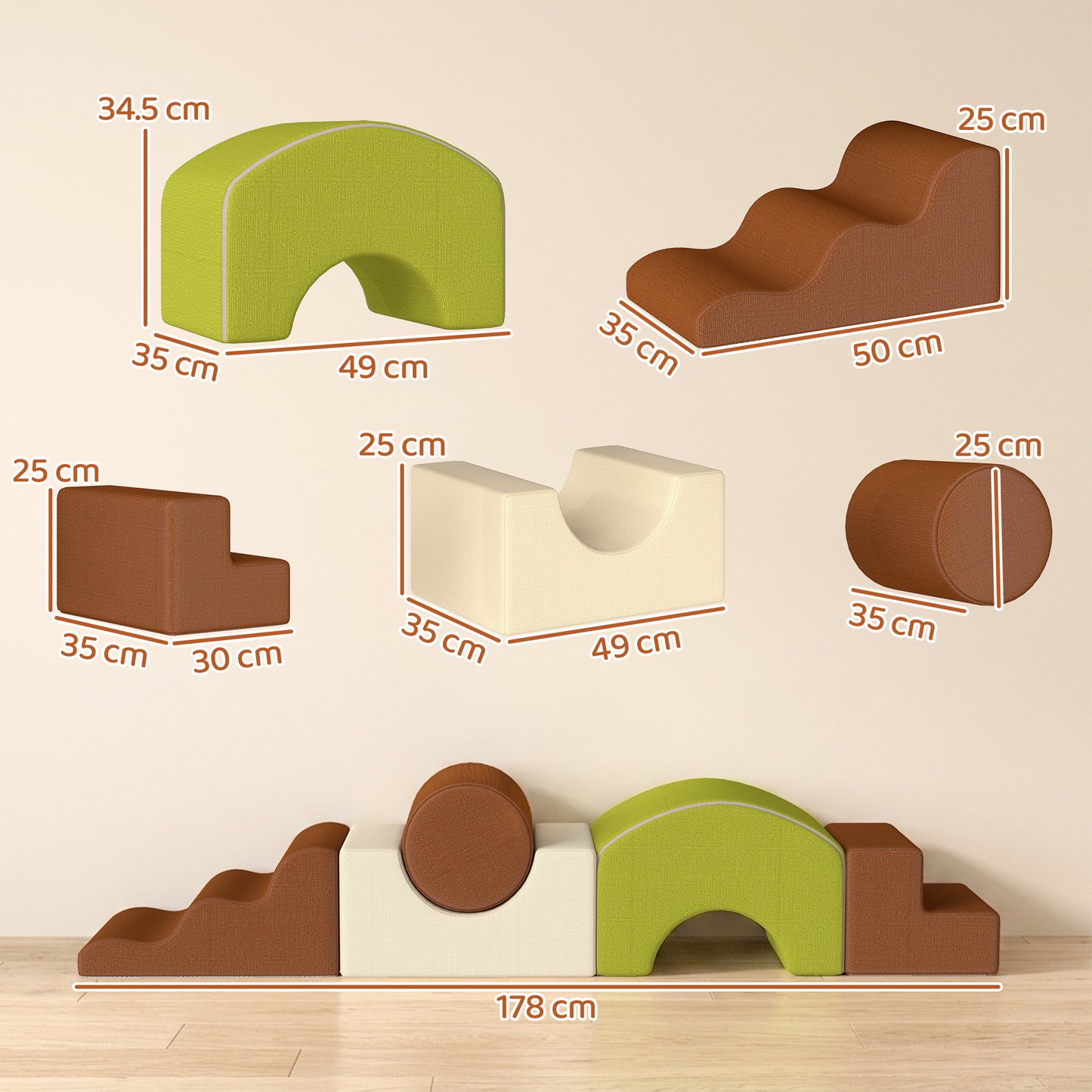 Toddlers Climbing Toys, 5-Piece Foam Climbing Blocks for Crawling