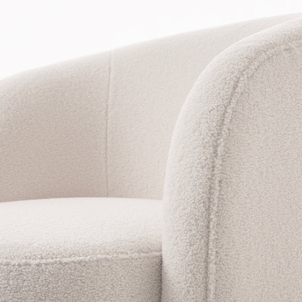 West End Swivel Dining Chair - Ivory Borg - Black Base